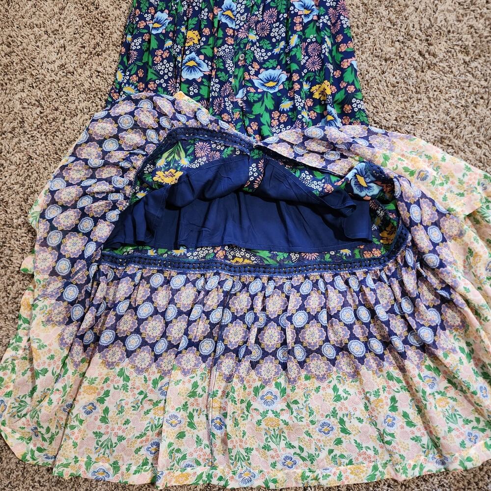Anthropologie Floral Print Long Sleeve Elastic Waist Maxi Dress Large Petite NWT - Picture 10 of 14